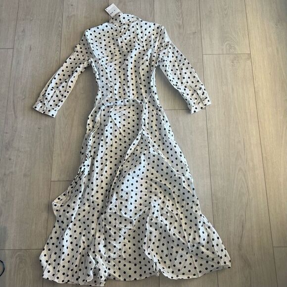Zara Maxi Dress in White & Black Dots; Buttons & Belted size xs - Picture 2 of 8